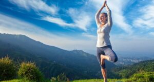 Foreigner do yoga in Uttrakhand, India